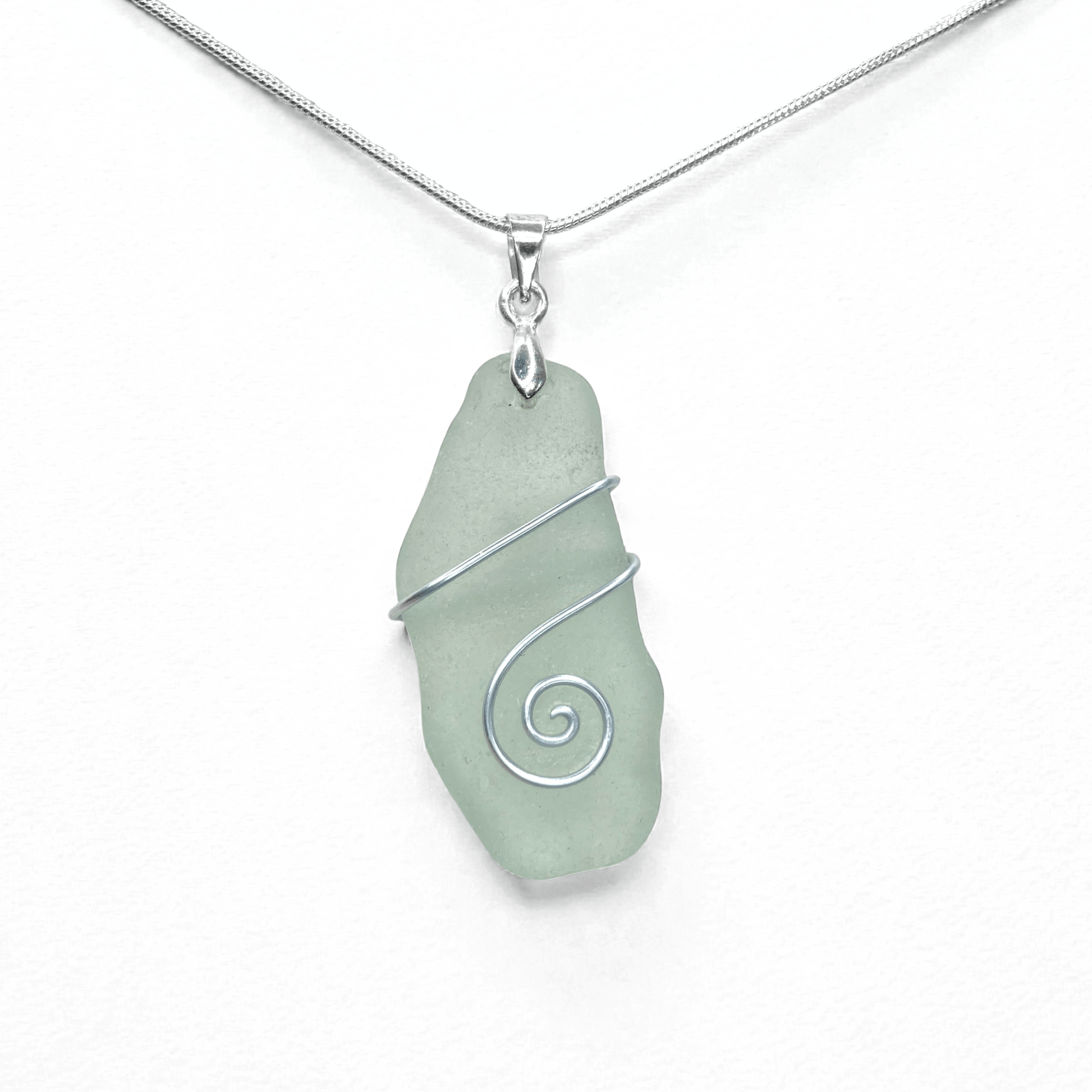 Sea Glass Necklace - Aqua Celtic Pendant - Scottish Jewellery - East Neuk Beach Crafts