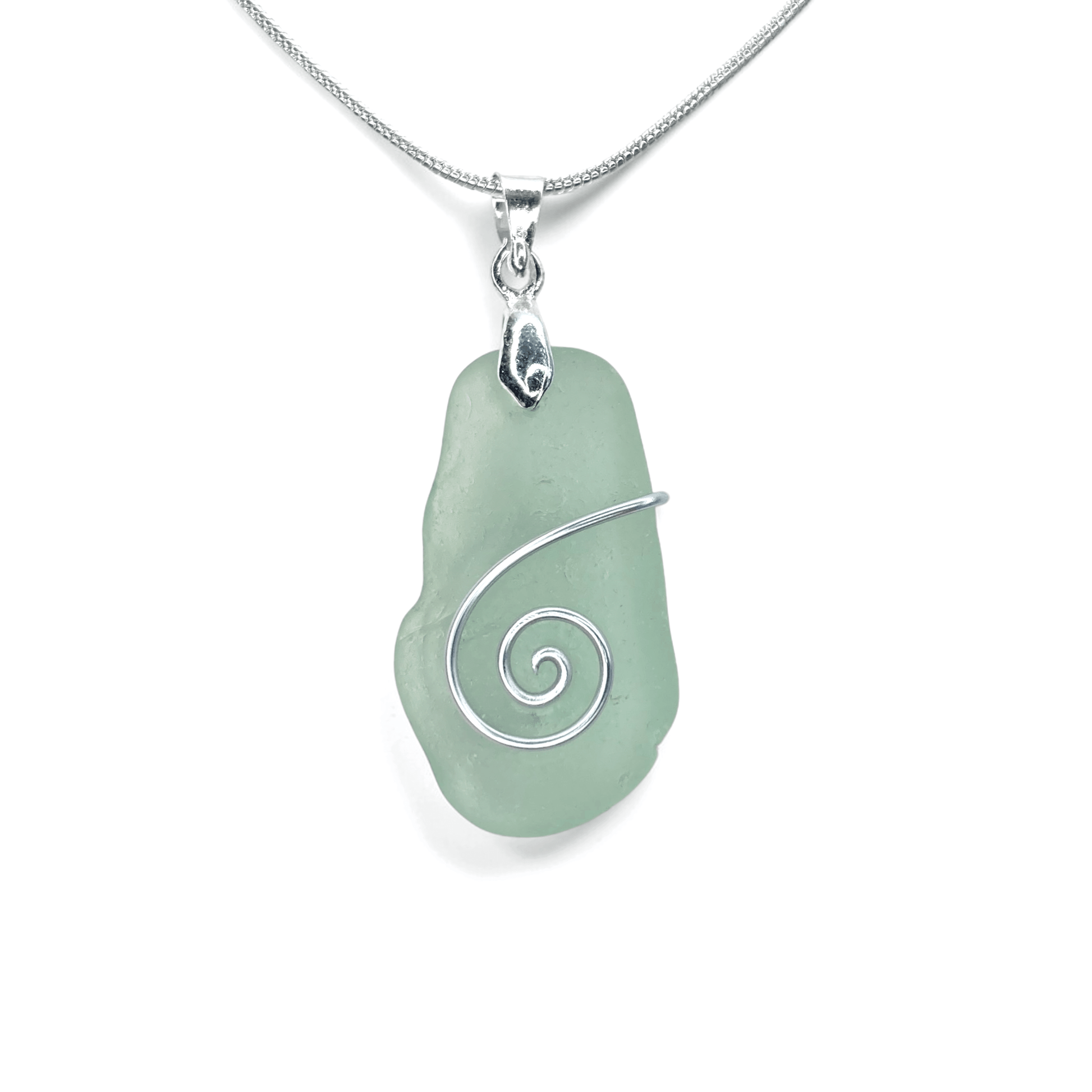 Sea Glass Necklace - Aqua Celtic Pendant - Scottish Jewellery - East Neuk Beach Crafts