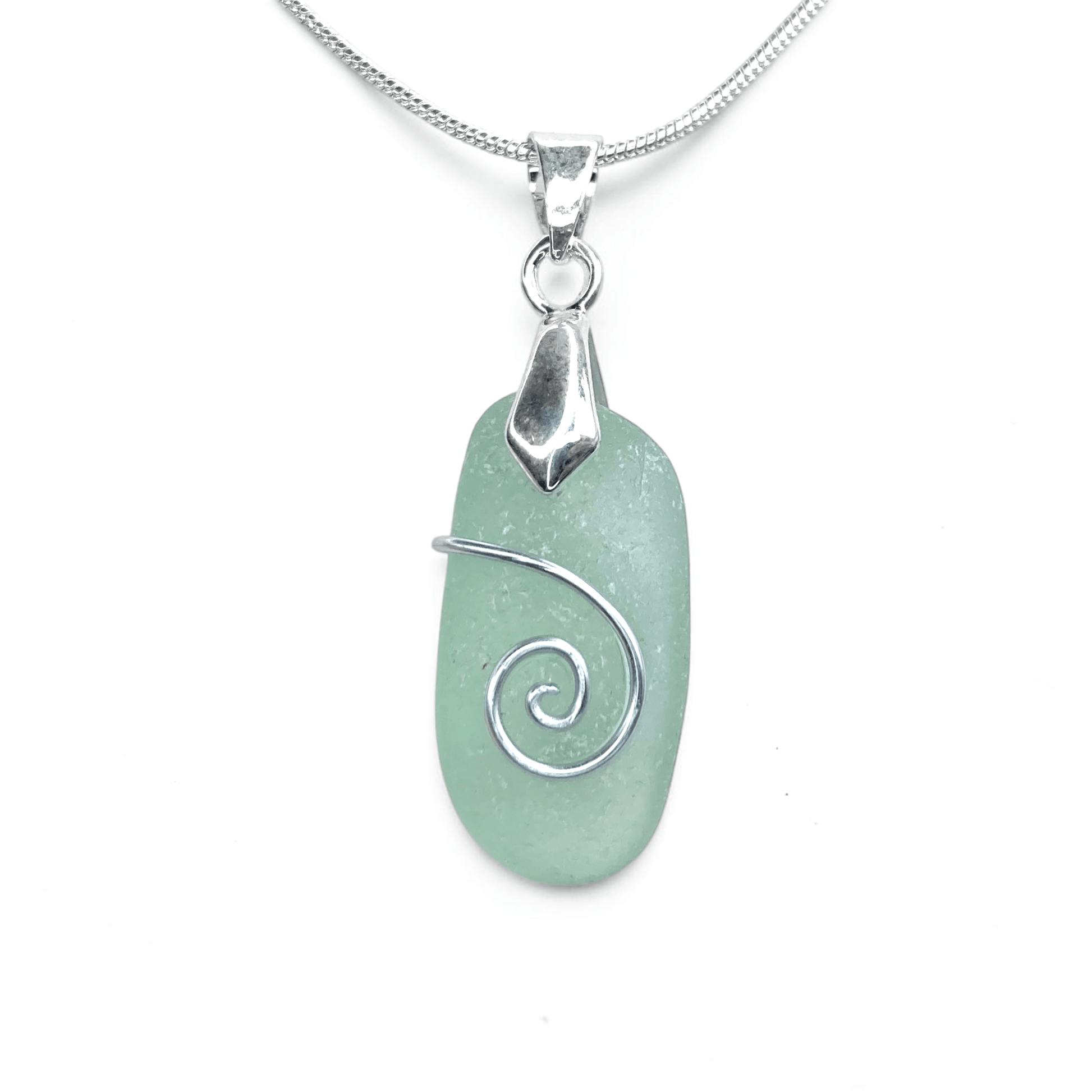 Sea Glass Necklace - Aqua Celtic Pendant - Scottish Jewellery - East Neuk Beach Crafts