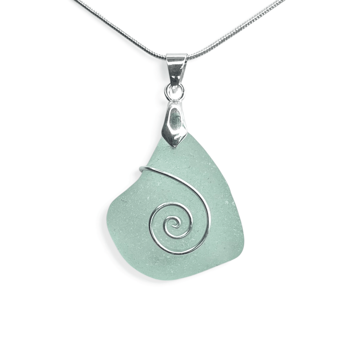 Sea Glass Necklace - Aqua Celtic Pendant - Scottish Jewellery - East Neuk Beach Crafts
