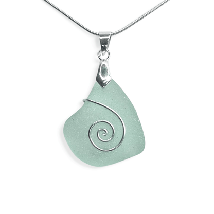 Sea Glass Necklace - Aqua Celtic Pendant - Scottish Jewellery - East Neuk Beach Crafts