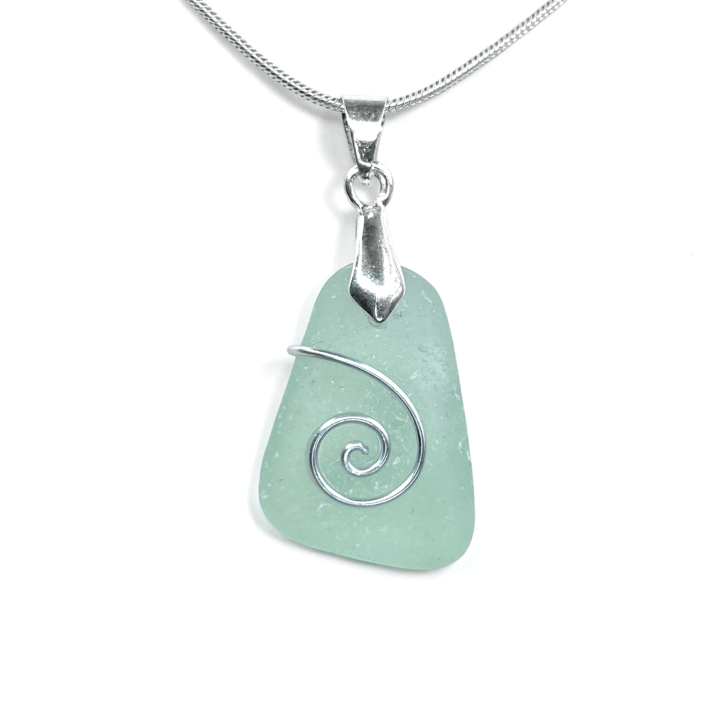 Sea Glass Necklace - Aqua Celtic Pendant - Scottish Jewellery - East Neuk Beach Crafts