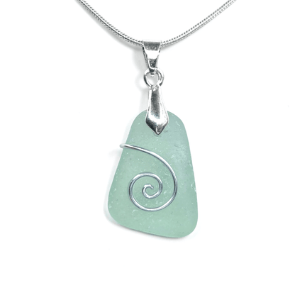 Sea Glass Necklace - Aqua Celtic Pendant - Scottish Jewellery - East Neuk Beach Crafts