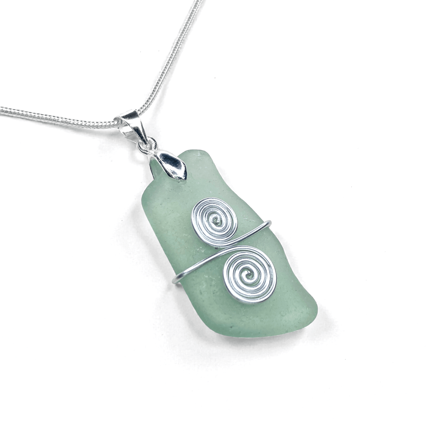 Sea Glass Necklace - Aqua Celtic Pendant - Scottish Jewellery - East Neuk Beach Crafts
