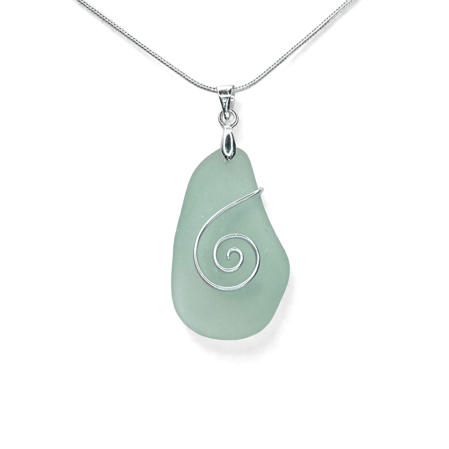 Sea Glass Necklace - Aqua Celtic Pendant - Scottish Jewellery - East Neuk Beach Crafts