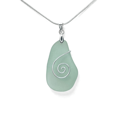 Sea Glass Necklace - Aqua Celtic Pendant - Scottish Jewellery - East Neuk Beach Crafts