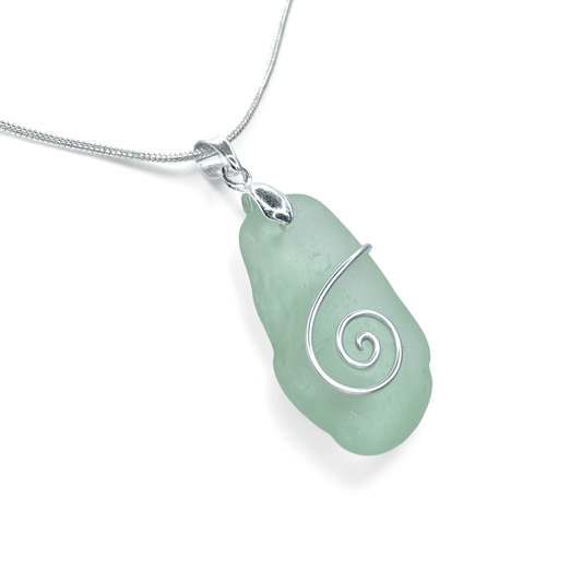 Sea Glass Necklace - Aqua Celtic Pendant - Scottish Jewellery - East Neuk Beach Crafts