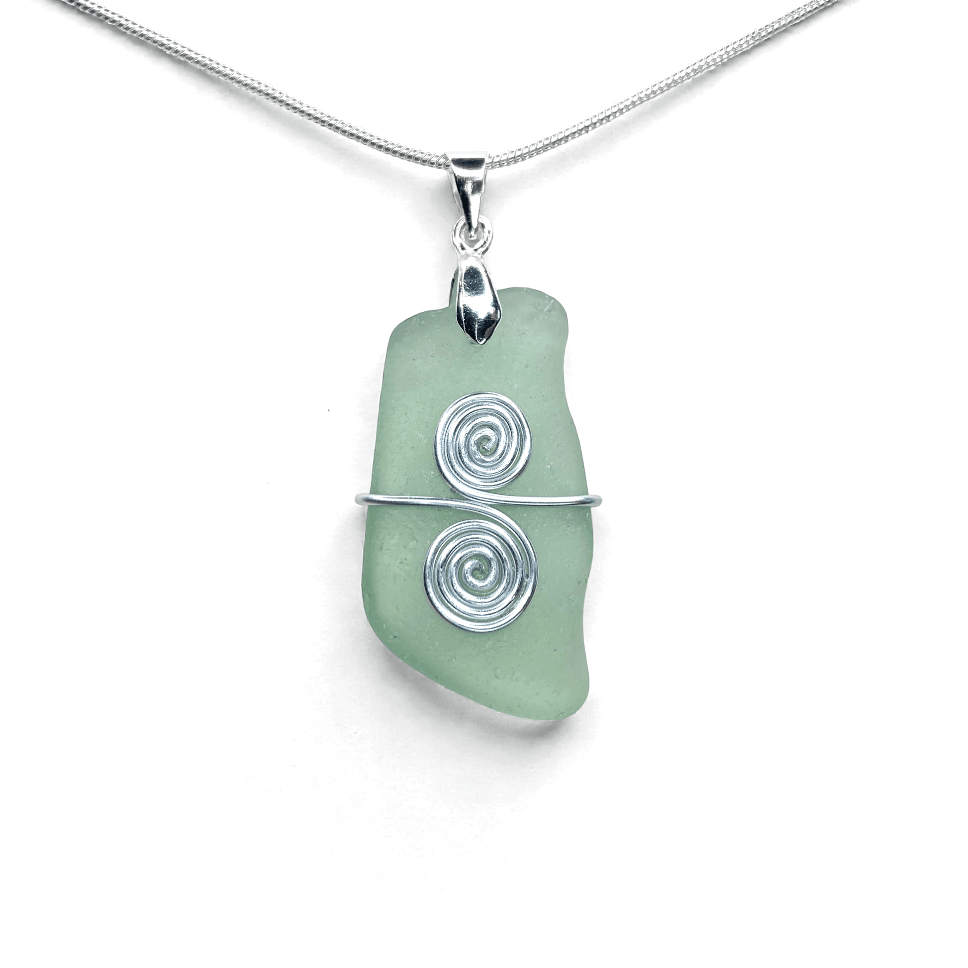 Sea Glass Necklace - Aqua Celtic Pendant - Scottish Jewellery - East Neuk Beach Crafts