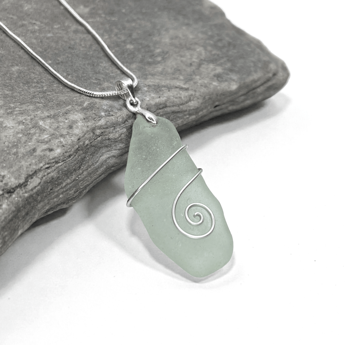 Sea Glass Necklace - Aqua Celtic Pendant - Scottish Jewellery - East Neuk Beach Crafts