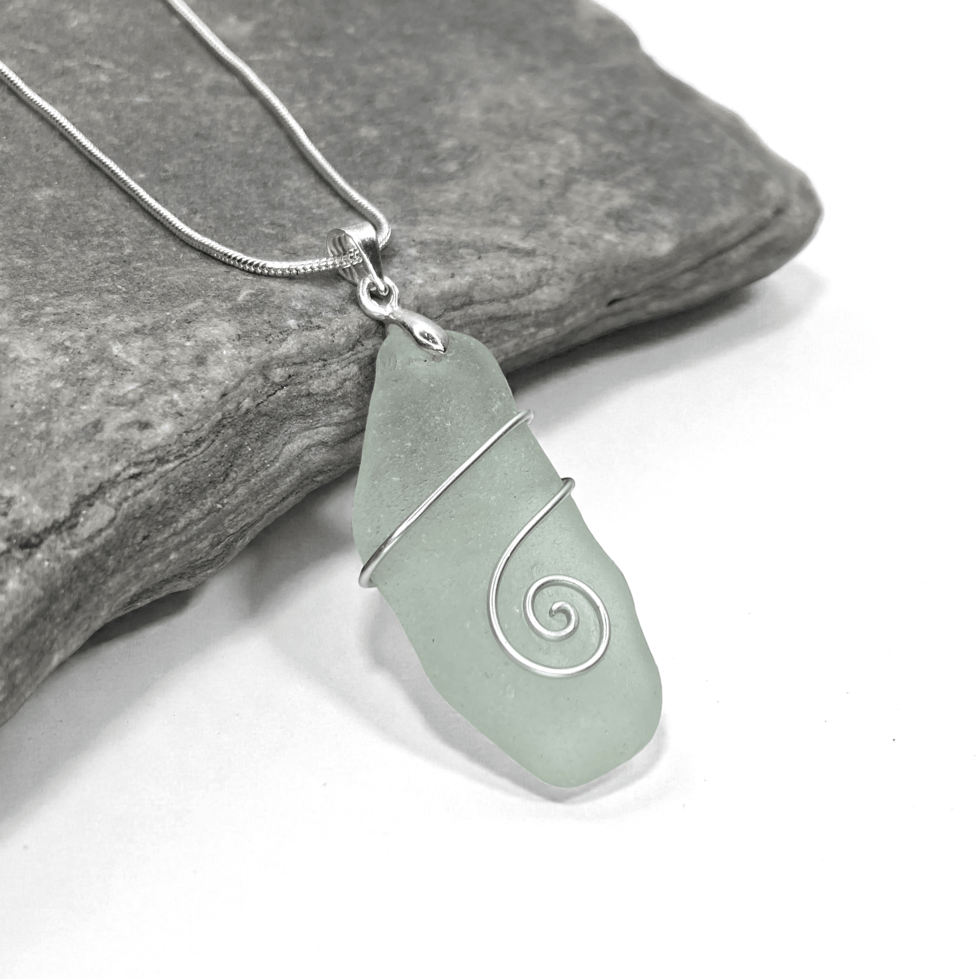 Sea Glass Necklace - Aqua Celtic Pendant - Scottish Jewellery - East Neuk Beach Crafts