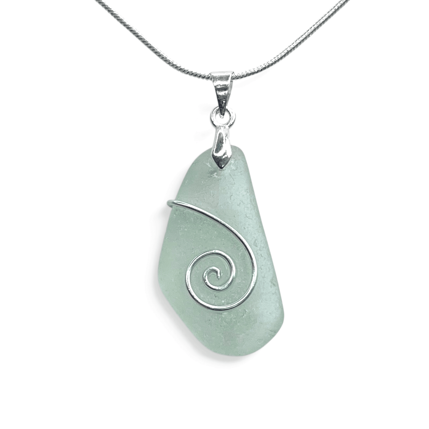 Sea Glass Necklace - Aqua Celtic Pendant - Scottish Jewellery - East Neuk Beach Crafts