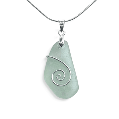 Sea Glass Necklace - Aqua Celtic Pendant - Scottish Jewellery - East Neuk Beach Crafts