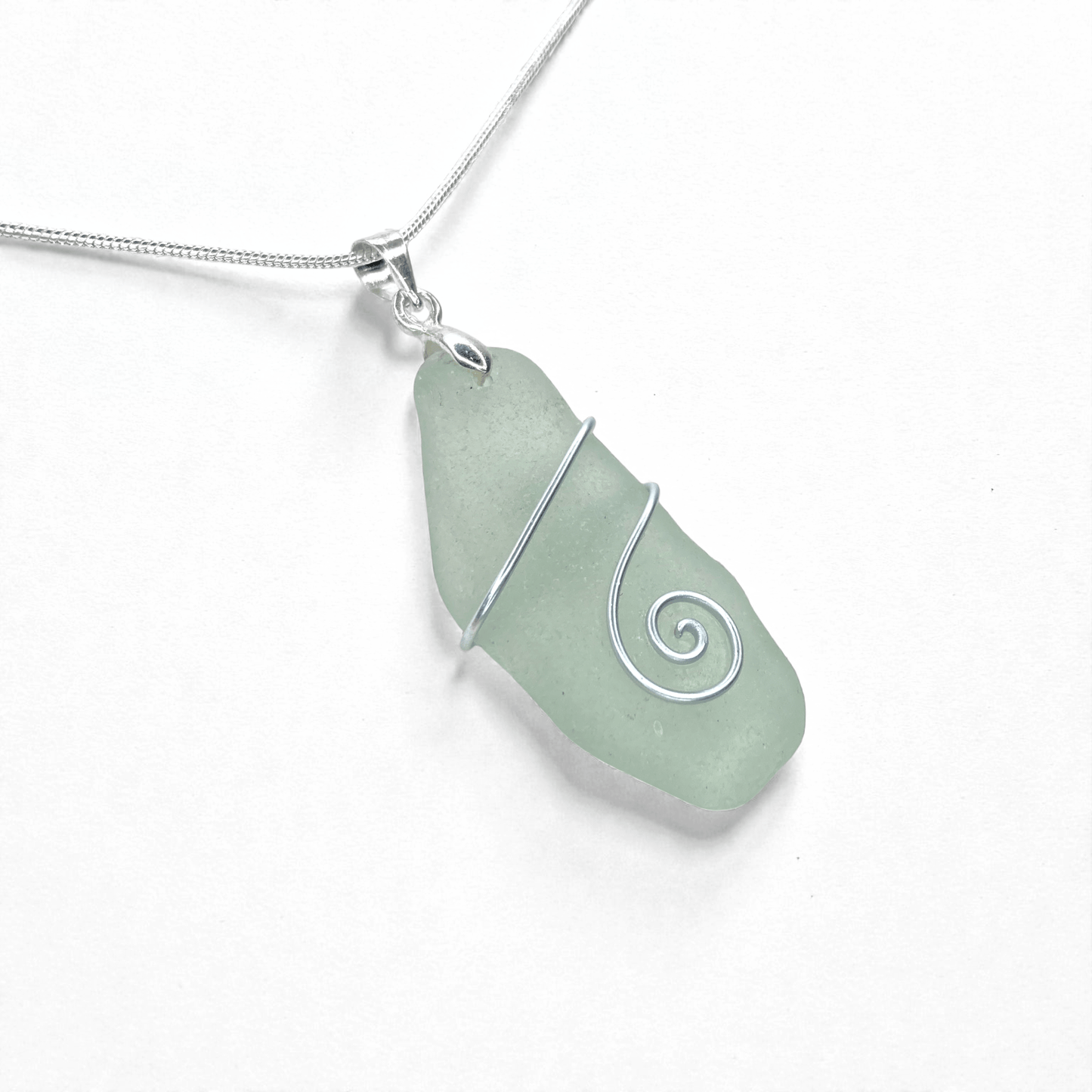 Sea Glass Necklace - Aqua Celtic Pendant - Scottish Jewellery - East Neuk Beach Crafts