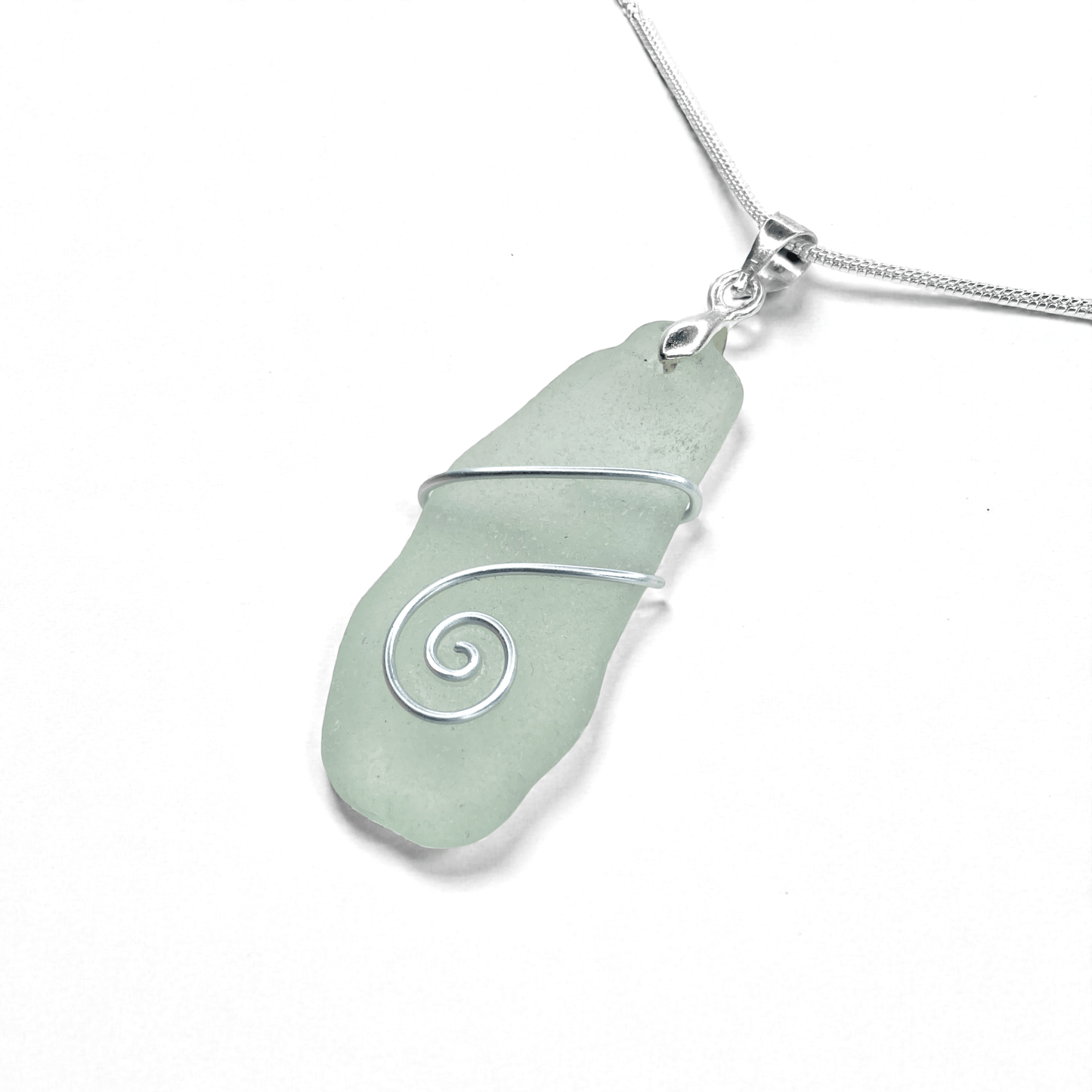 Sea Glass Necklace - Aqua Celtic Pendant - Scottish Jewellery - East Neuk Beach Crafts
