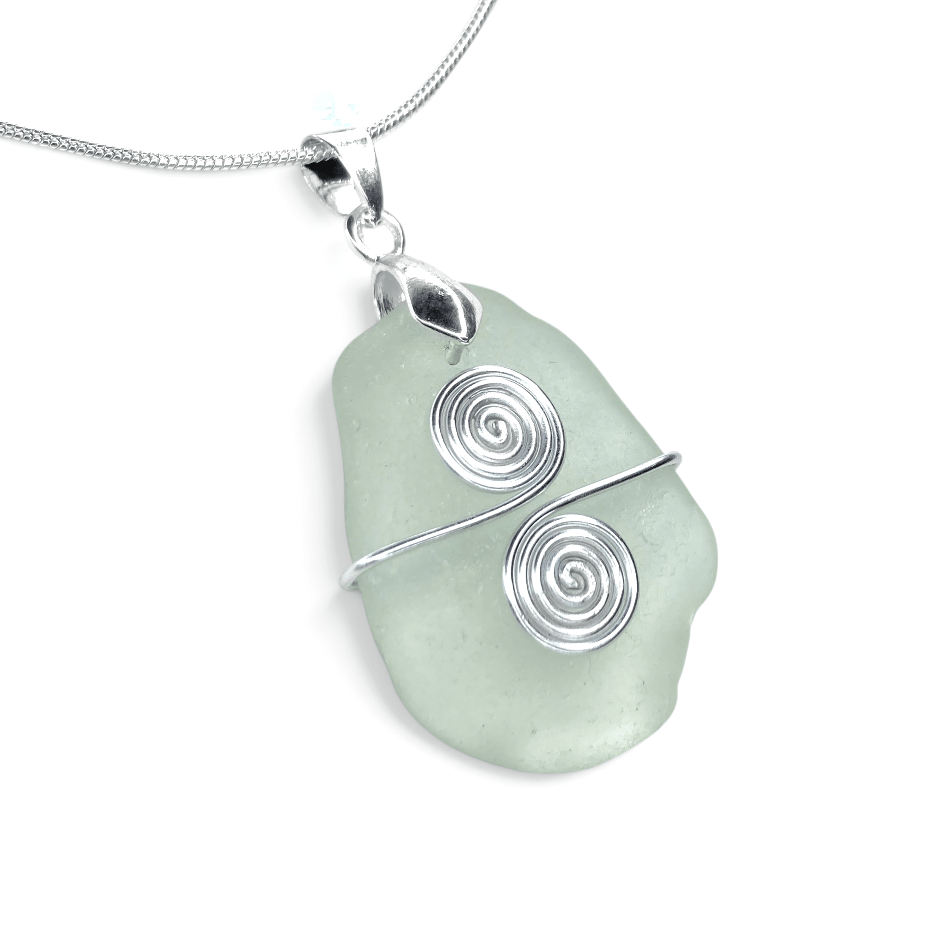 Sea Glass Necklace - Aqua Celtic Pendant - Scottish Jewellery - East Neuk Beach Crafts