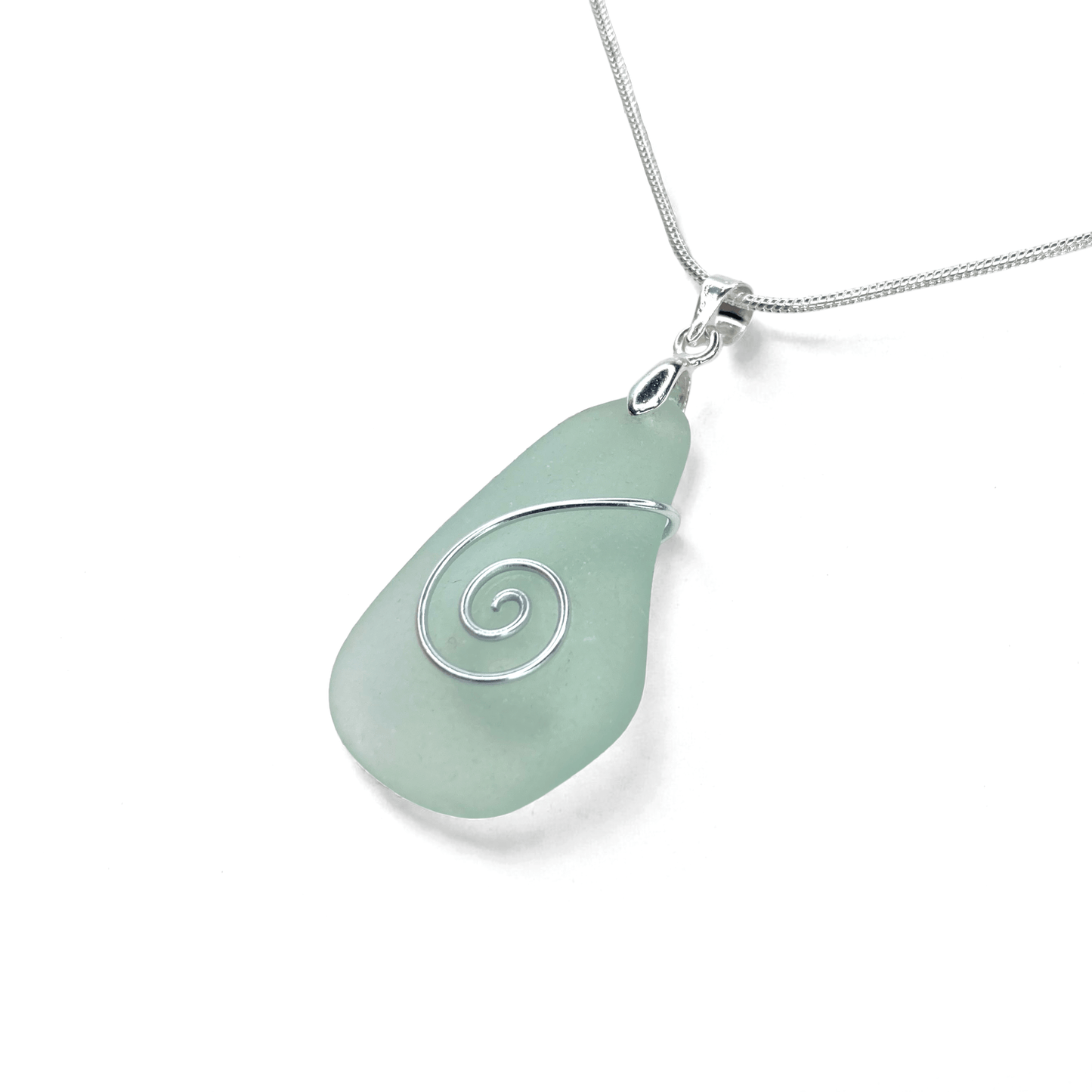 Sea Glass Necklace - Aqua Celtic Pendant - Scottish Jewellery - East Neuk Beach Crafts