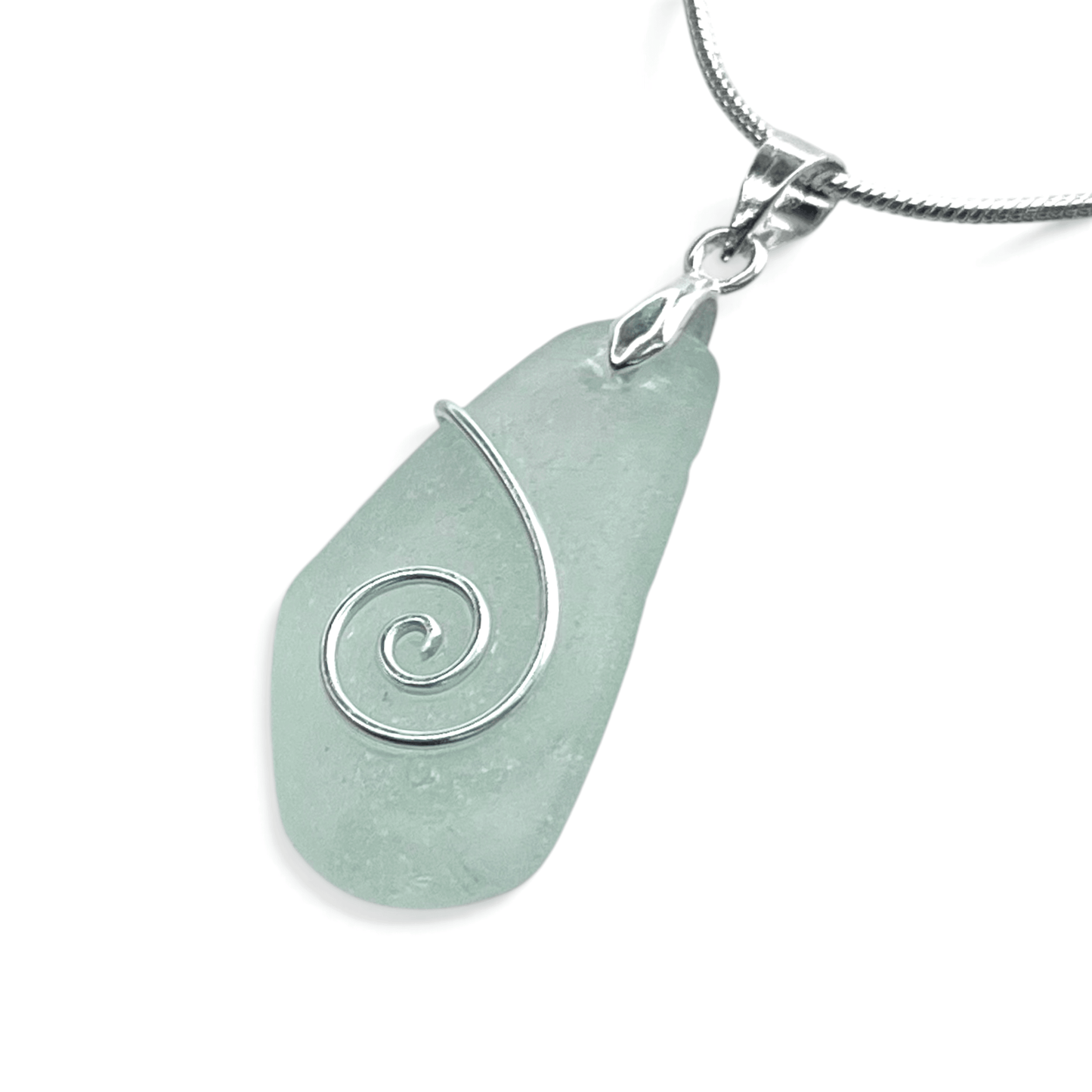 Sea Glass Necklace - Aqua Celtic Pendant - Scottish Jewellery - East Neuk Beach Crafts