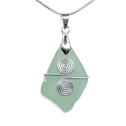 Sea Glass Necklace - Aqua Celtic Pendant - Scottish Jewellery - East Neuk Beach Crafts