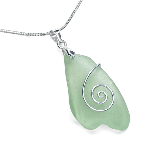 Sea Glass Necklace - Aqua Celtic Pendant - Scottish Jewellery - East Neuk Beach Crafts