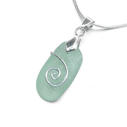 Sea Glass Necklace - Aqua Celtic Pendant - Scottish Jewellery - East Neuk Beach Crafts