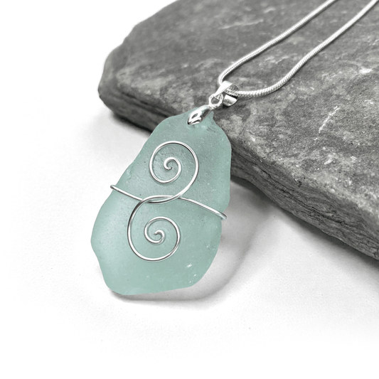 Sea Glass Necklace - Aqua Friendship Pendant - Scottish Jewellery - East Neuk Beach Crafts