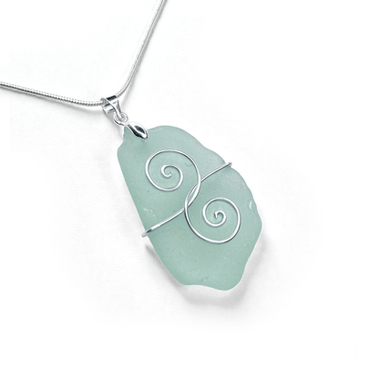 Sea Glass Necklace - Aqua Friendship Pendant - Scottish Jewellery - East Neuk Beach Crafts