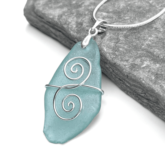 Sea Glass Necklace - Aqua Friendship Pendant - Scottish Jewellery - East Neuk Beach Crafts