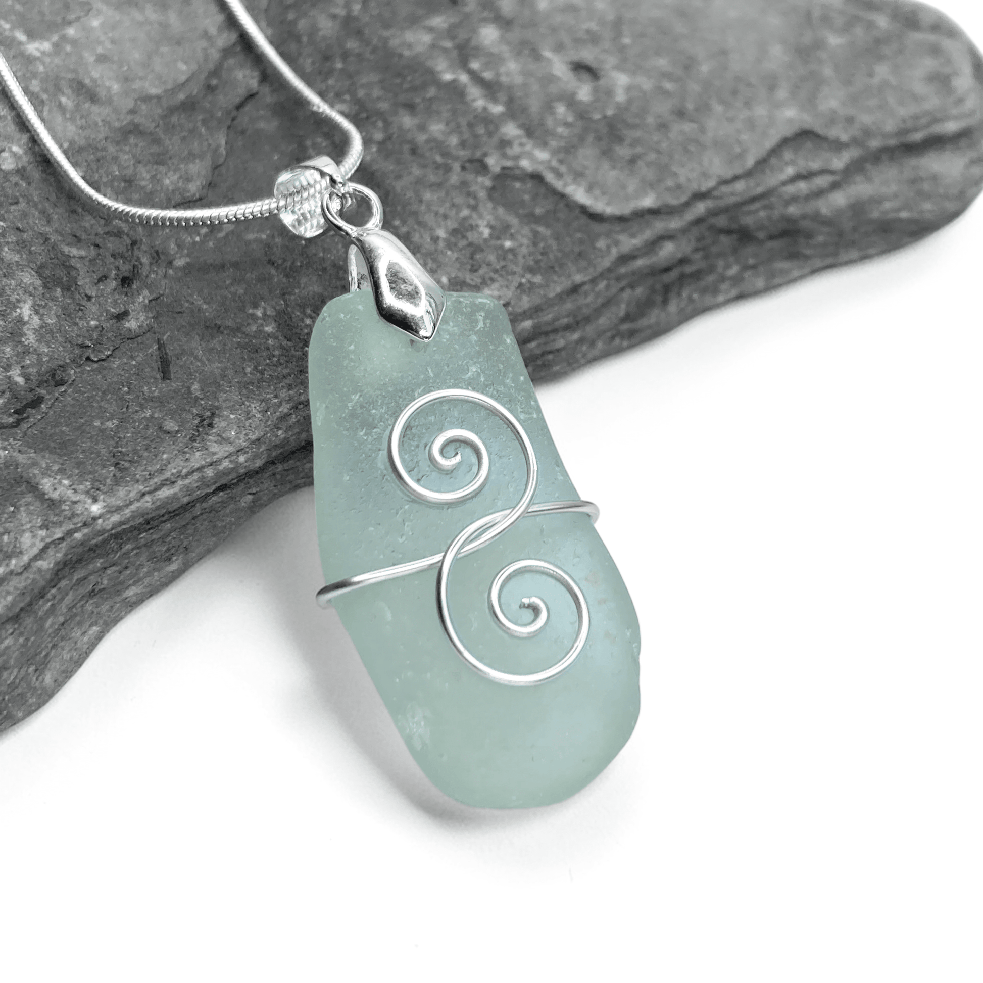 Sea Glass Necklace - Aqua Friendship Pendant - Scottish Jewellery - East Neuk Beach Crafts
