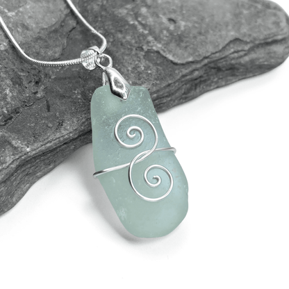 Sea Glass Necklace - Aqua Friendship Pendant - Scottish Jewellery - East Neuk Beach Crafts