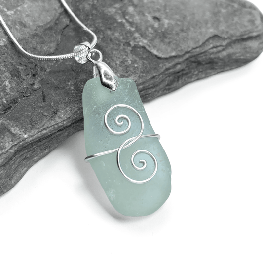 Sea Glass Necklace - Aqua Friendship Pendant - Scottish Jewellery - East Neuk Beach Crafts