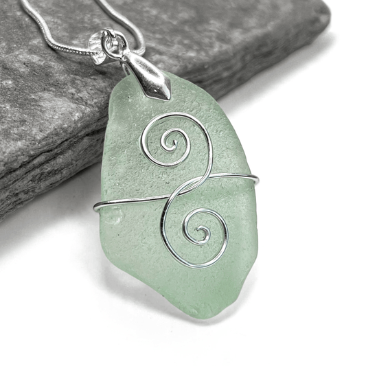 Sea Glass Necklace - Aqua Friendship Pendant - Scottish Jewellery - East Neuk Beach Crafts