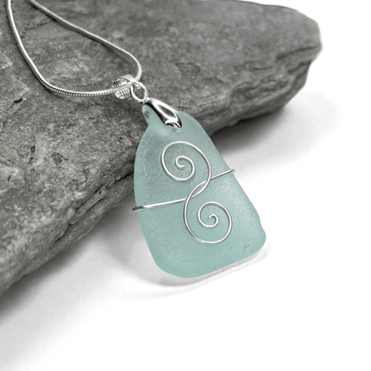 Sea Glass Necklace - Aqua Friendship Pendant - Scottish Jewellery - East Neuk Beach Crafts