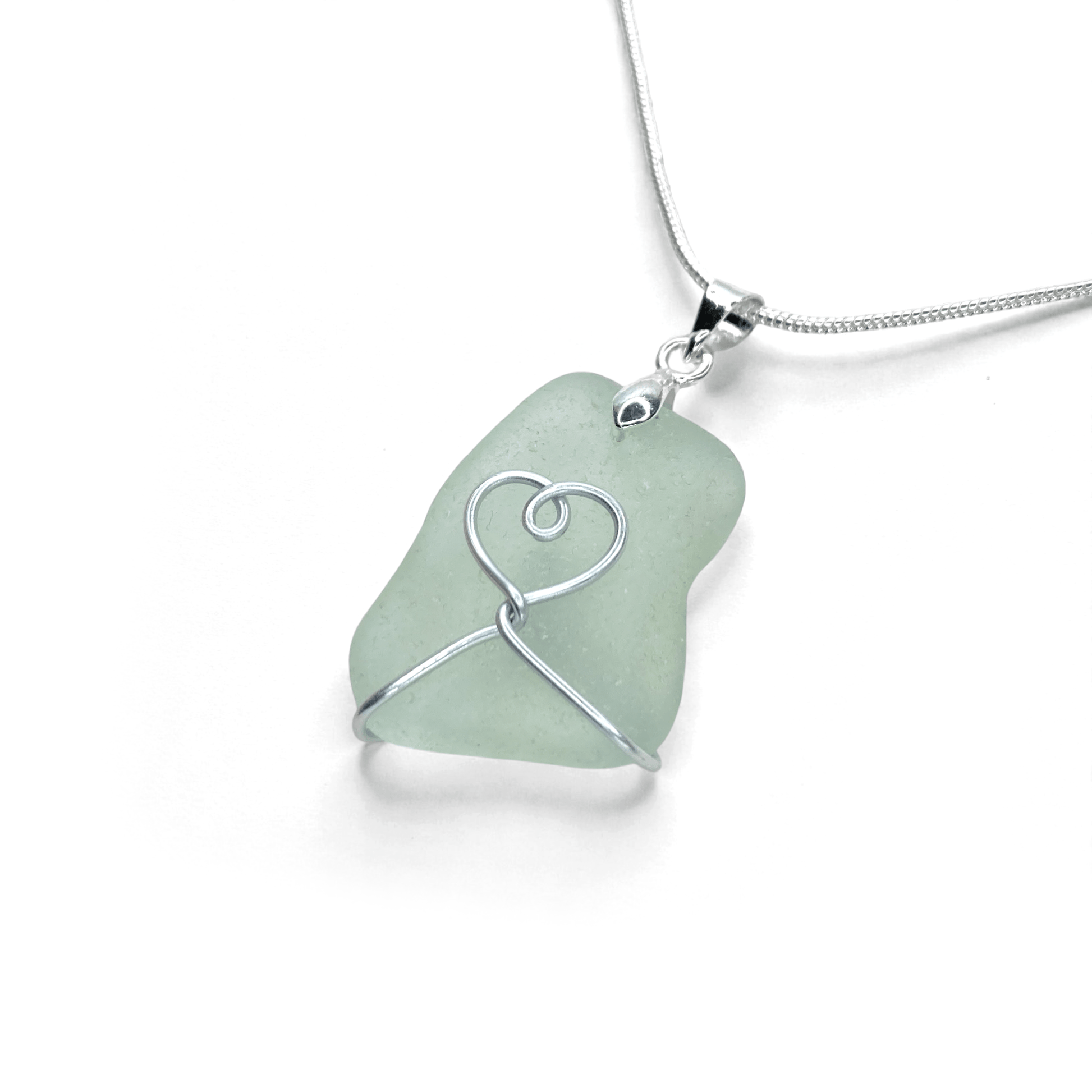 Sea Glass Necklace - Aqua Heart Pendant - Scottish Jewellery - East Neuk Beach Crafts
