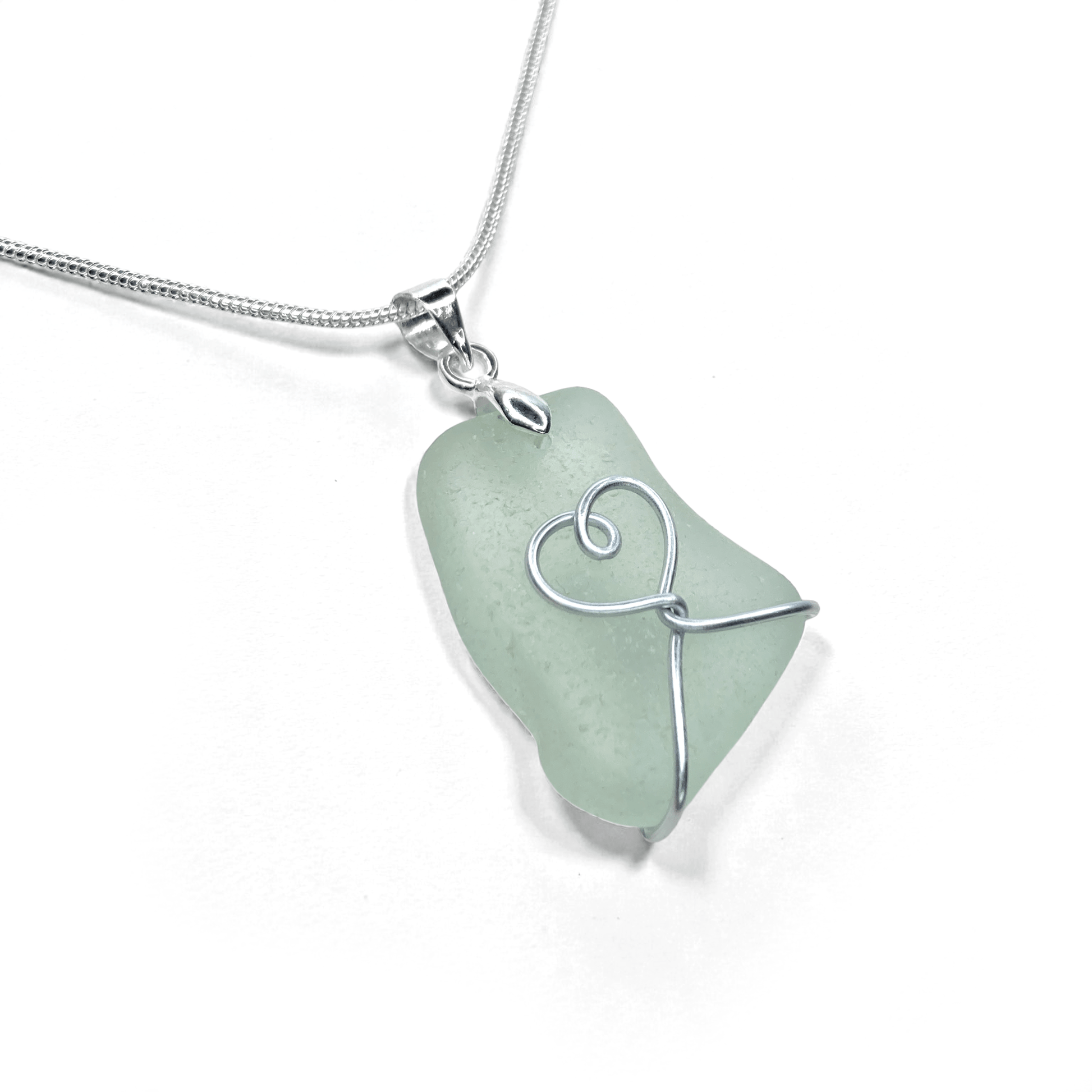 Sea Glass Necklace - Aqua Heart Pendant - Scottish Jewellery - East Neuk Beach Crafts