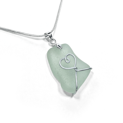 Sea Glass Necklace - Aqua Heart Pendant - Scottish Jewellery - East Neuk Beach Crafts