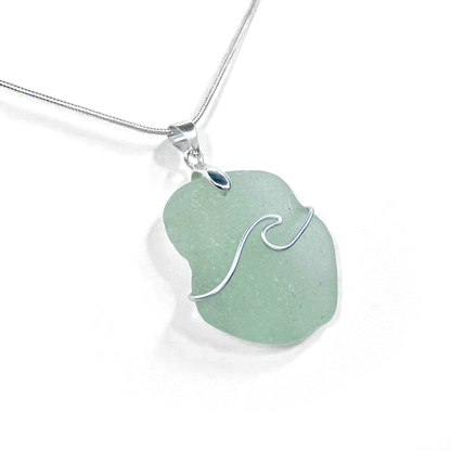 Sea Glass Necklace - Aqua Wave Pendant - Scottish Jewellery - East Neuk Beach Crafts
