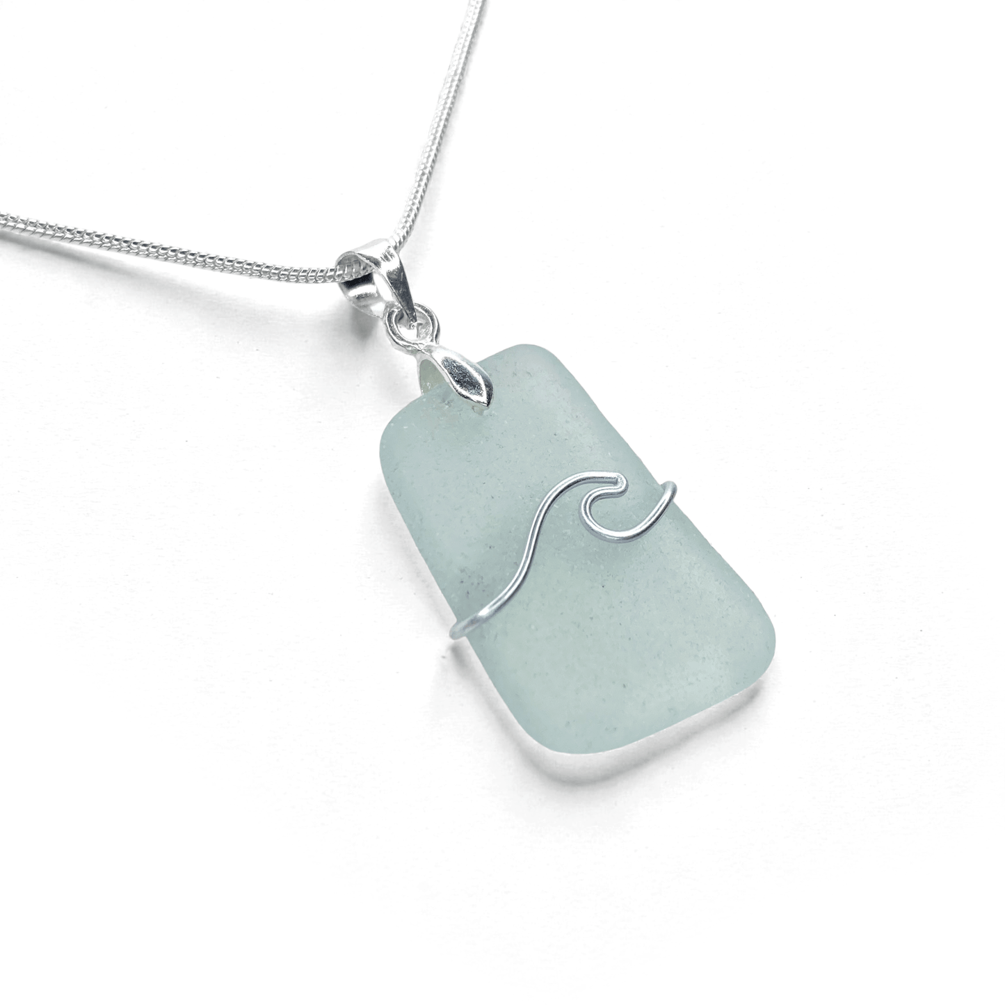 Sea Glass Necklace - Aqua Wave Pendant - Scottish Jewellery - East Neuk Beach Crafts