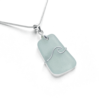 Sea Glass Necklace - Aqua Wave Pendant - Scottish Jewellery - East Neuk Beach Crafts