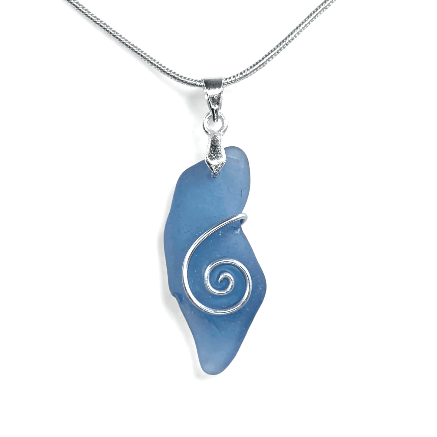 Sea Glass Necklace - Blue Celtic Pendant - Scottish Jewellery - East Neuk Beach Crafts