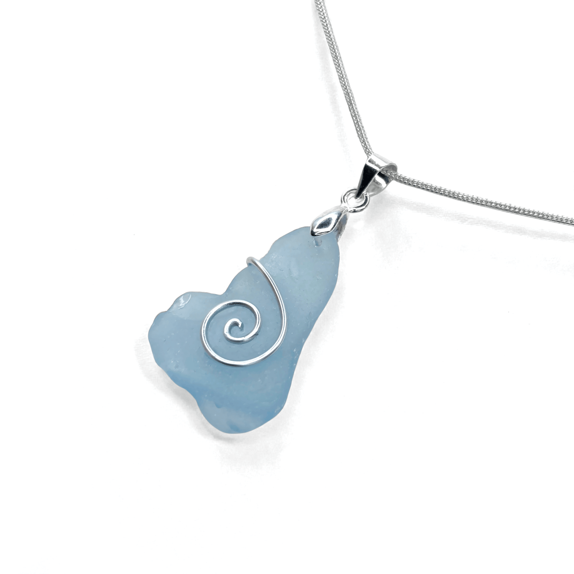 Sea Glass Necklace - Blue Celtic Pendant - Scottish Jewellery - East Neuk Beach Crafts