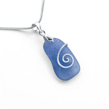 Sea Glass Necklace - Blue Celtic Pendant - Scottish Jewellery - East Neuk Beach Crafts