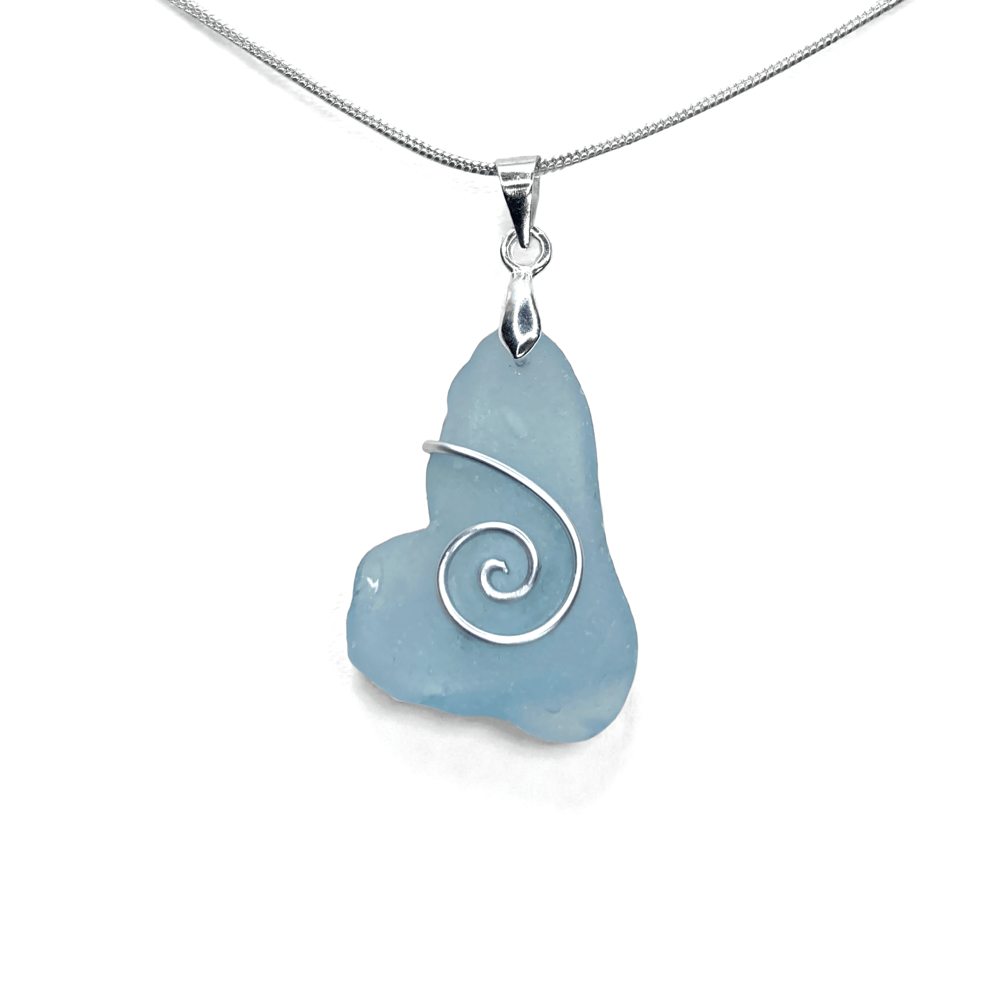 Sea Glass Necklace - Blue Celtic Pendant - Scottish Jewellery - East Neuk Beach Crafts