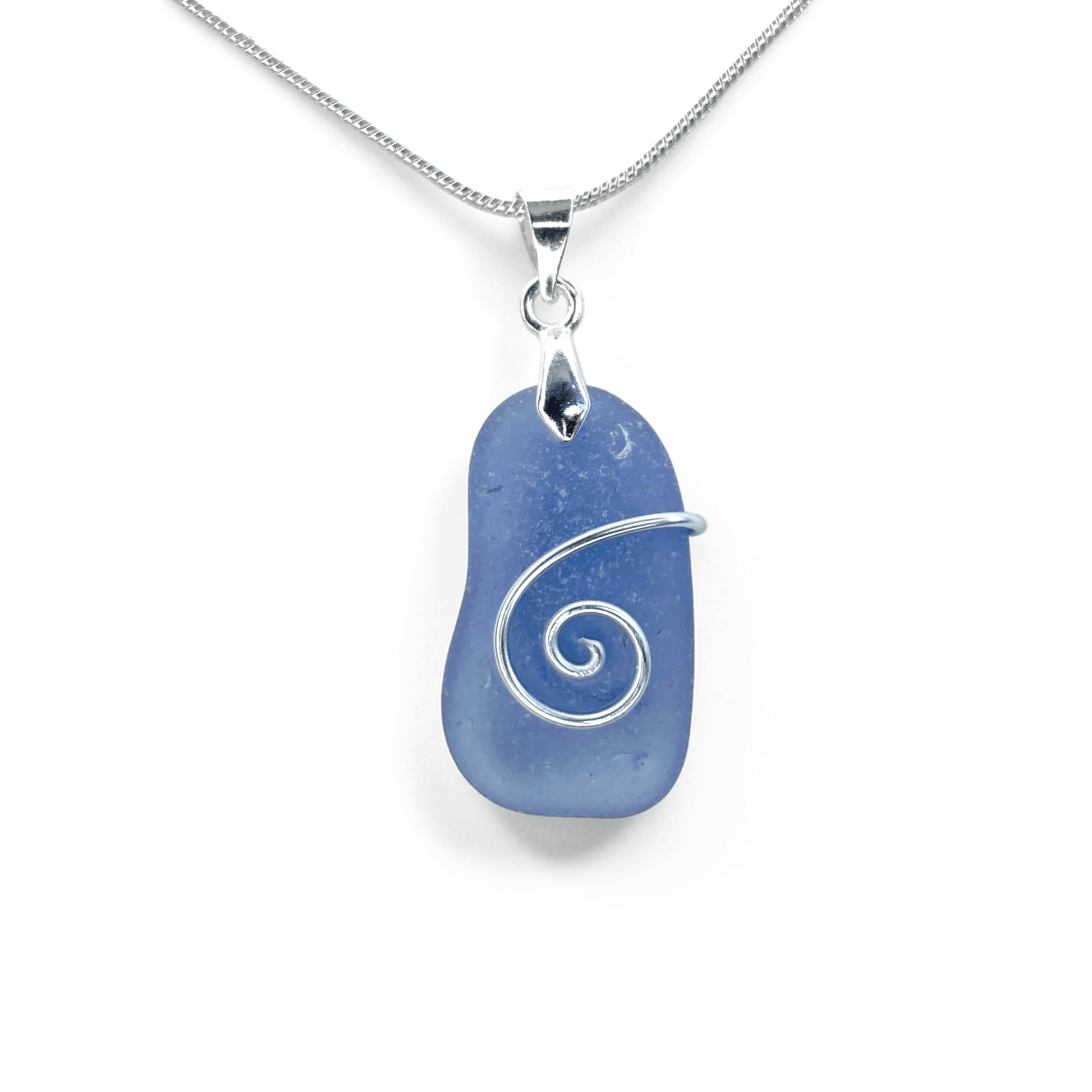 Sea Glass Necklace - Blue Celtic Pendant - Scottish Jewellery - East Neuk Beach Crafts