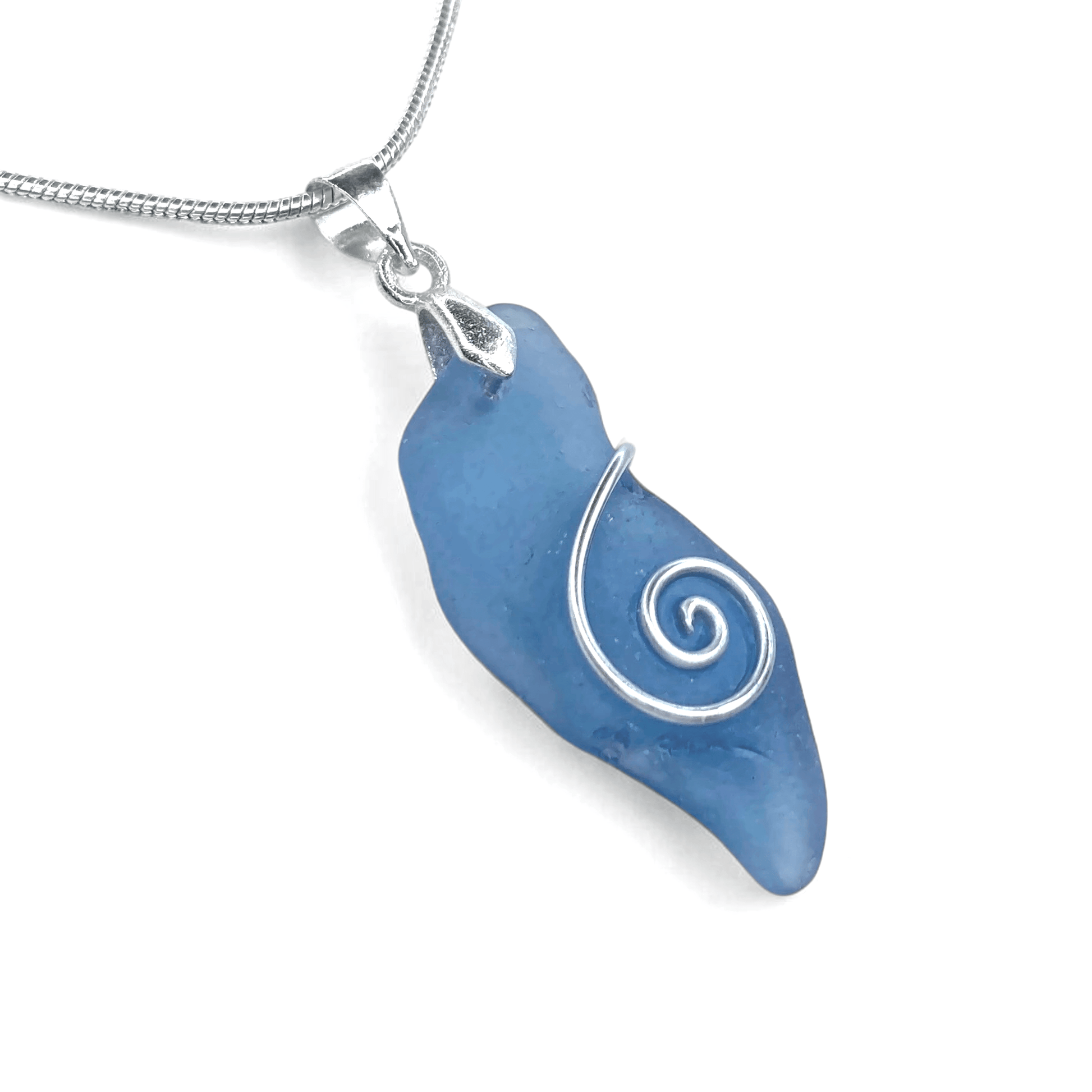 Sea Glass Necklace - Blue Celtic Pendant - Scottish Jewellery - East Neuk Beach Crafts