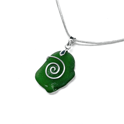 Sea Glass Necklace - Green Celtic Pendant - Scottish Jewellery - East Neuk Beach Crafts