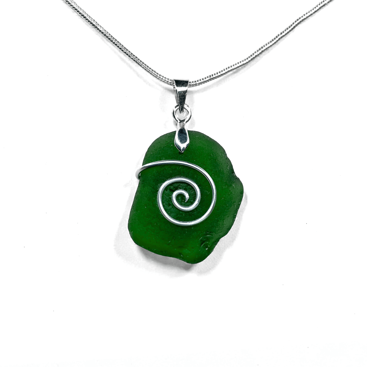 Sea Glass Necklace - Green Celtic Pendant - Scottish Jewellery - East Neuk Beach Crafts