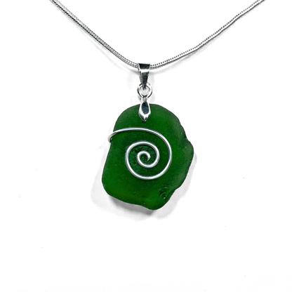 Sea Glass Necklace - Green Celtic Pendant - Scottish Jewellery - East Neuk Beach Crafts