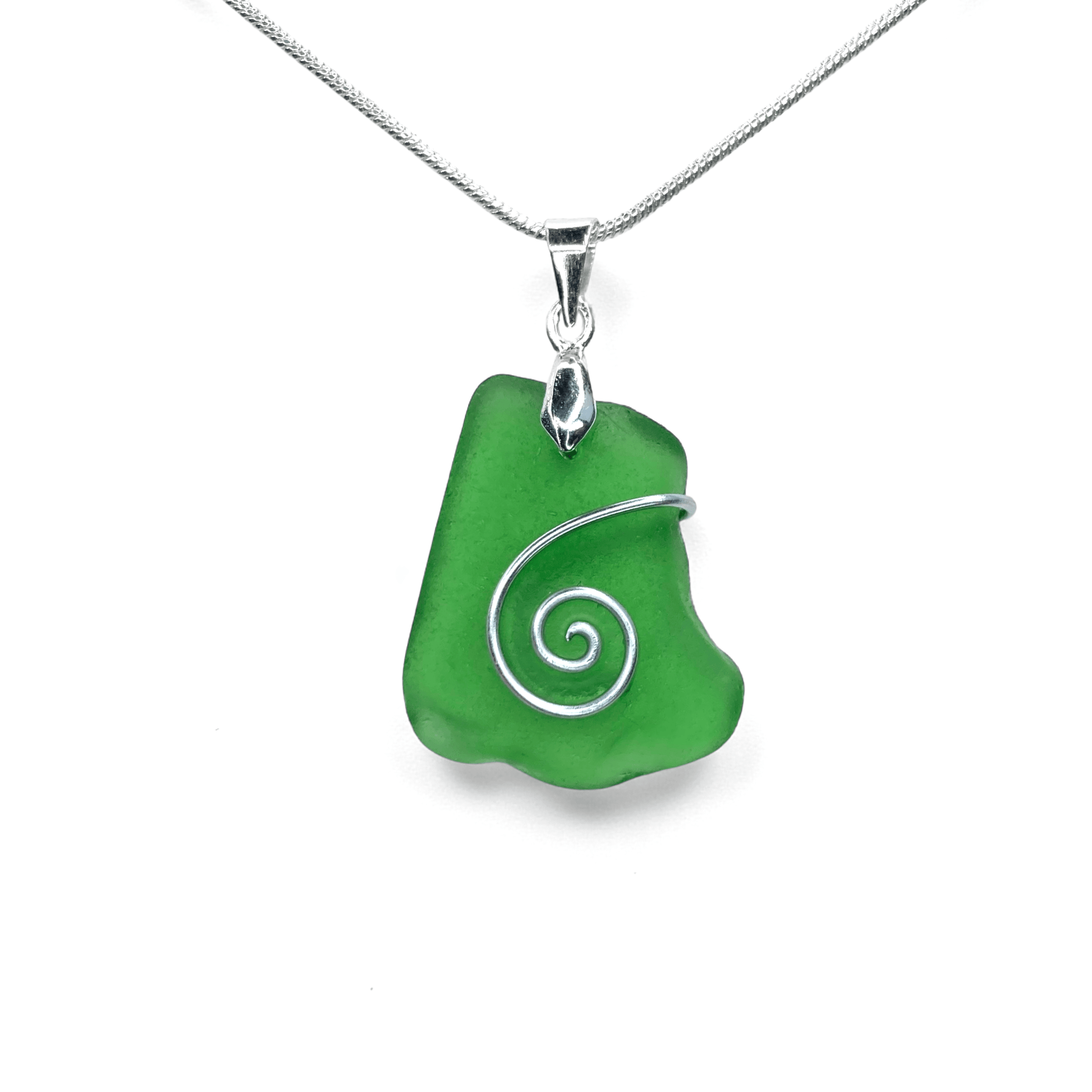 Sea Glass Necklace - Green Celtic Pendant - Scottish Jewellery - East Neuk Beach Crafts