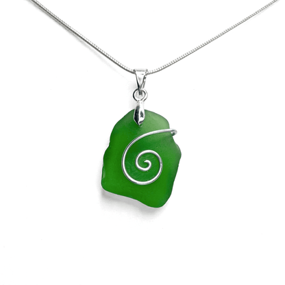 Sea Glass Necklace - Green Celtic Pendant - Scottish Jewellery
