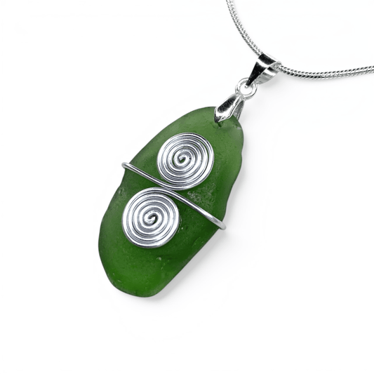 Sea Glass Necklace - Green Celtic Pendant - Scottish Jewellery - East Neuk Beach Crafts